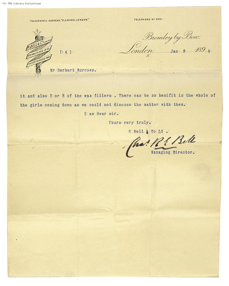 Letter from Charles Bell, Managing Director of Bell's, re: wage rates,  2 January 1894, (page 4)